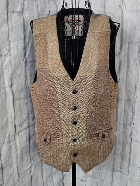 Harris Tweed 100% Wool Patchwork Herringbone Women's Vest Medium